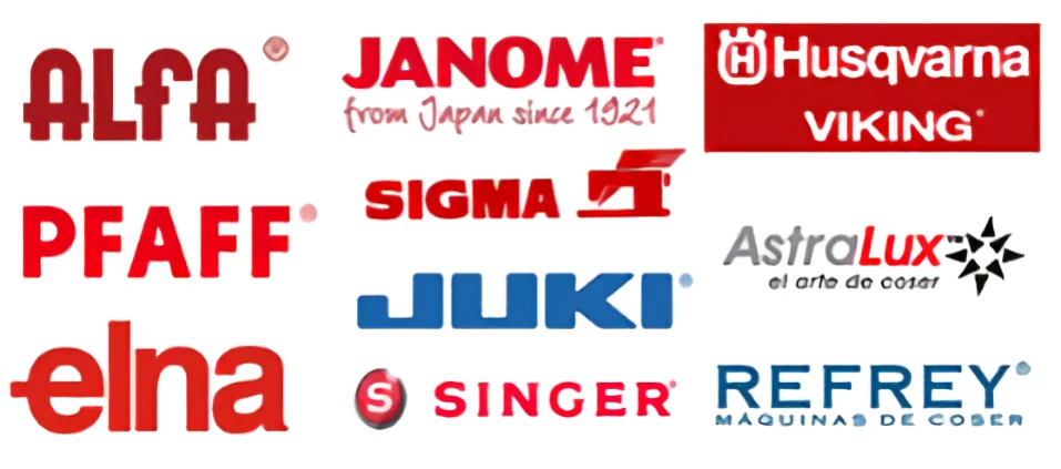 Marcas de máquinas de coser | Alfa, Janome, Husqvarna Viking, Pfaff, Sigma, AstraLux, Elna, Juki, Singer y Refrey
